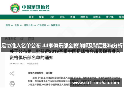 足协准入名单公布 44家俱乐部全貌详解及背后影响分析 足协准入名单公布 44家俱乐部全貌详解及背后影响分析